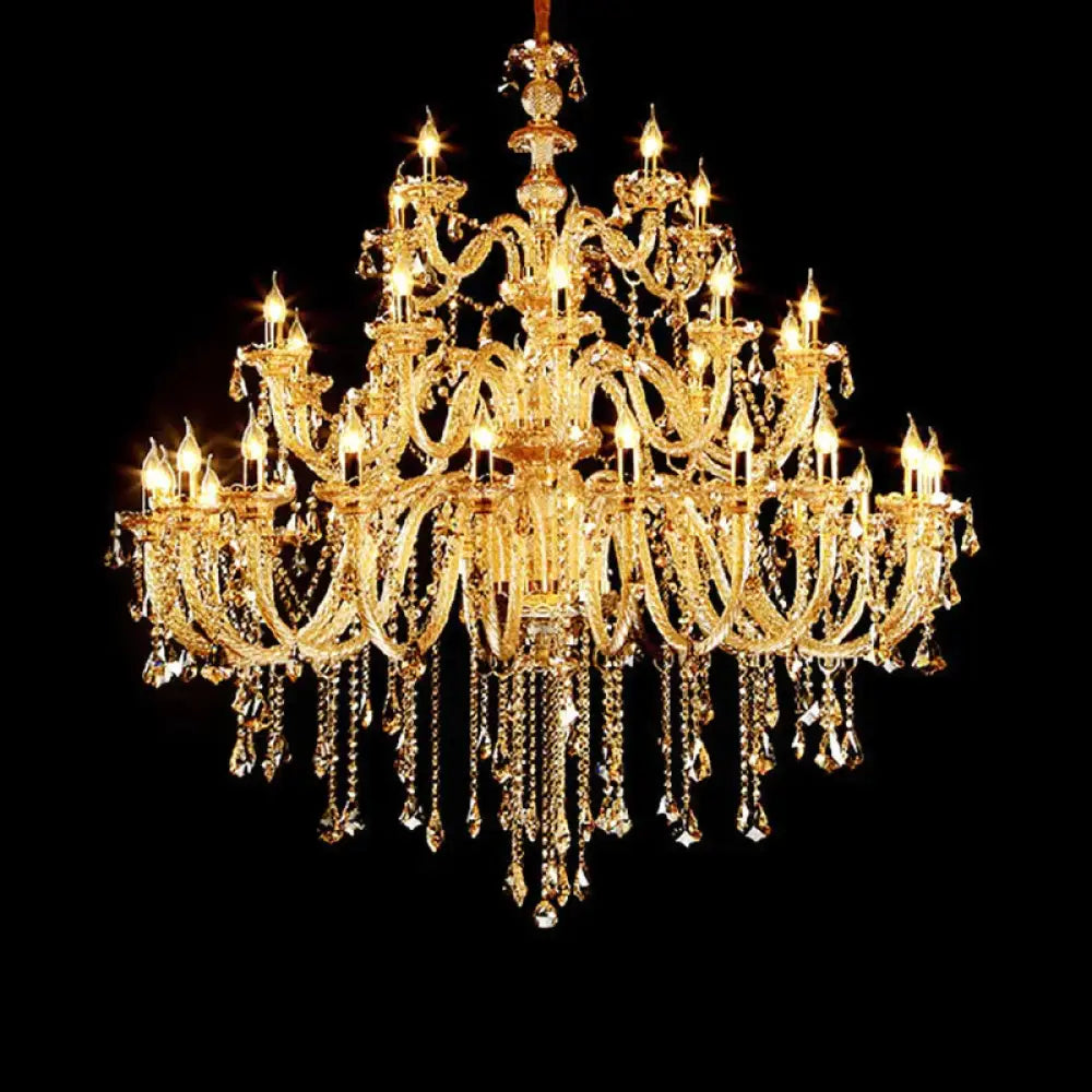 Amber Crystal Gold Chandeliers With 25 Lights In / 59’