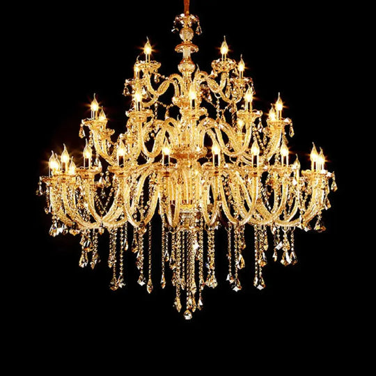 Amber Crystal Gold Chandeliers With 25 Lights In / 59’