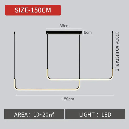 Amelia’s Geometric Delight: Modern Led Pendant Light For Your Kitchen Or Dining Room Black L150Cm