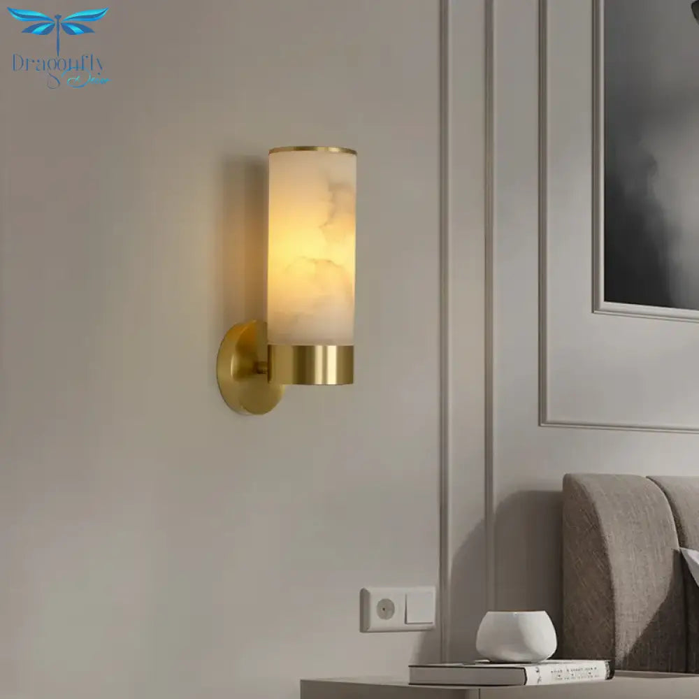 Amelia’s Modern Copper & Marble Wall Sconce For Chic Living Room Lighting Lamp