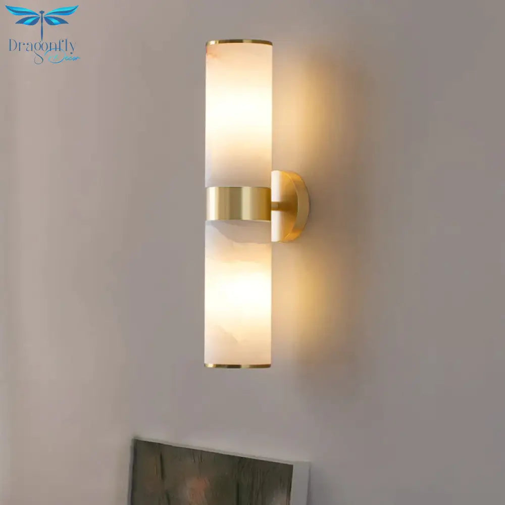 Amelia’s Modern Copper & Marble Wall Sconce For Chic Living Room Lighting Lamp