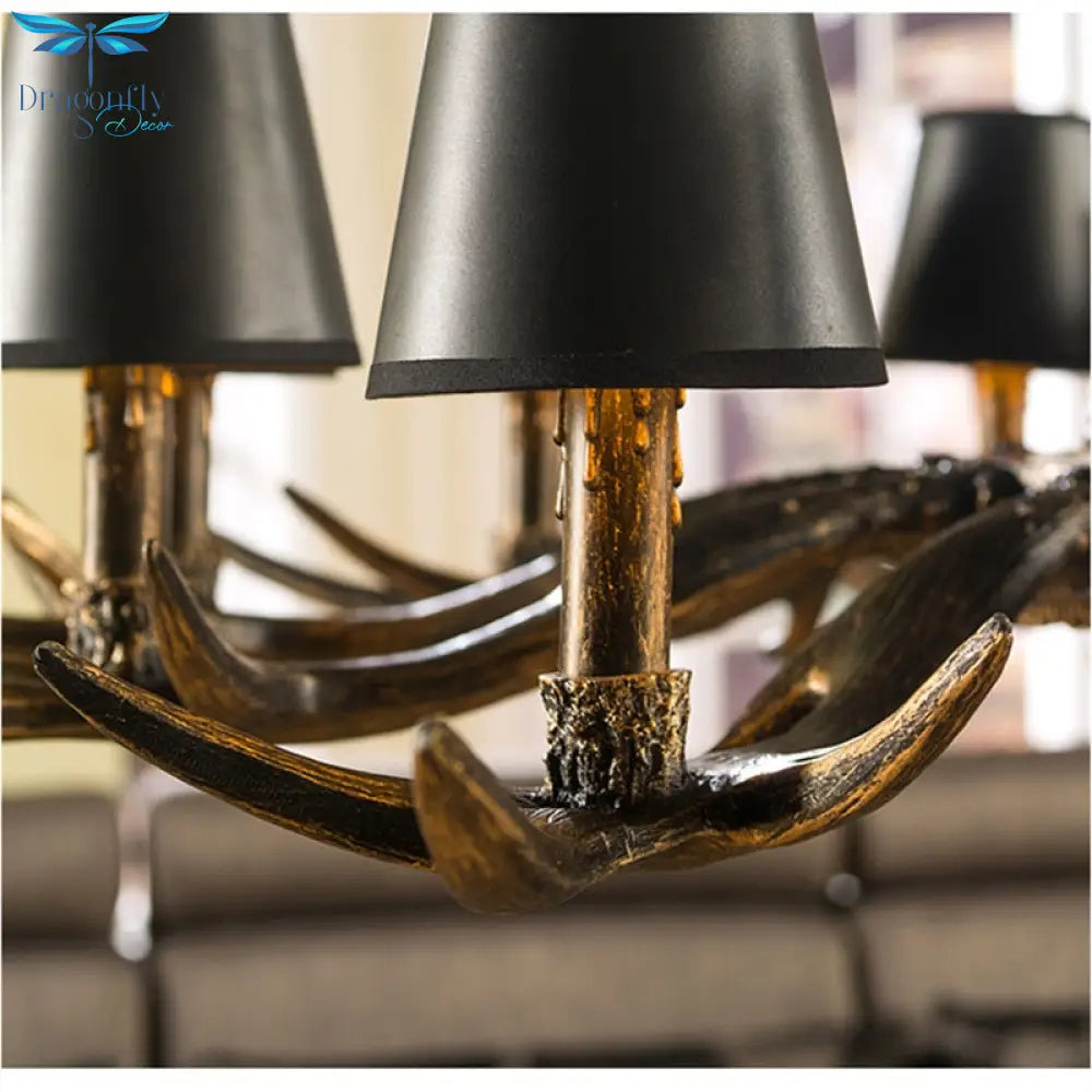 American Country Retro Style Antler 2 Tier Chandelier Lamp