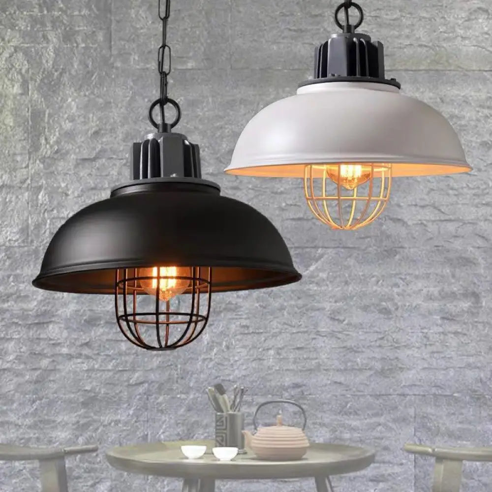 American Country Single Head Industrial Style Retro Restaurant Cafe Iron Chandelier White Pendant