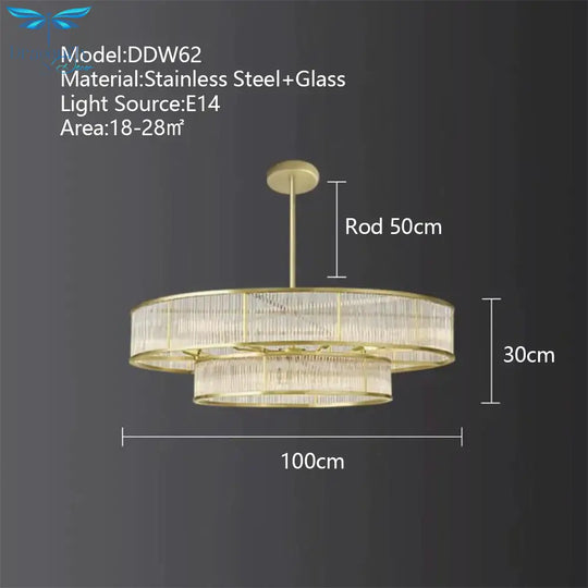 American Loft Led Rectangle Luxury Hanging Lights - Stainless Steel And Glass Fixture For Various