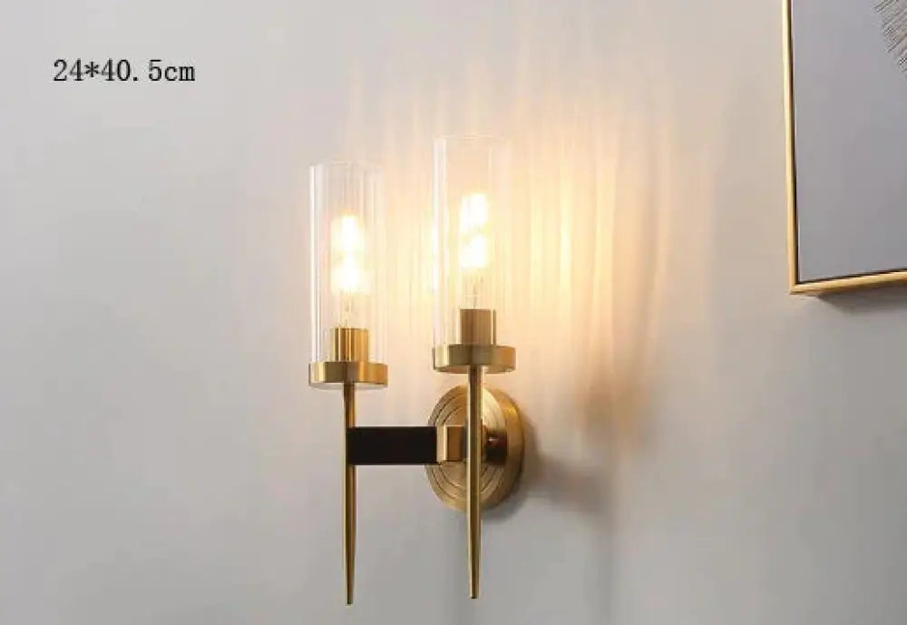 American Modern Minimalist Light Luxury Bedroom Lamps All Copper Wall Double / Without Light Source