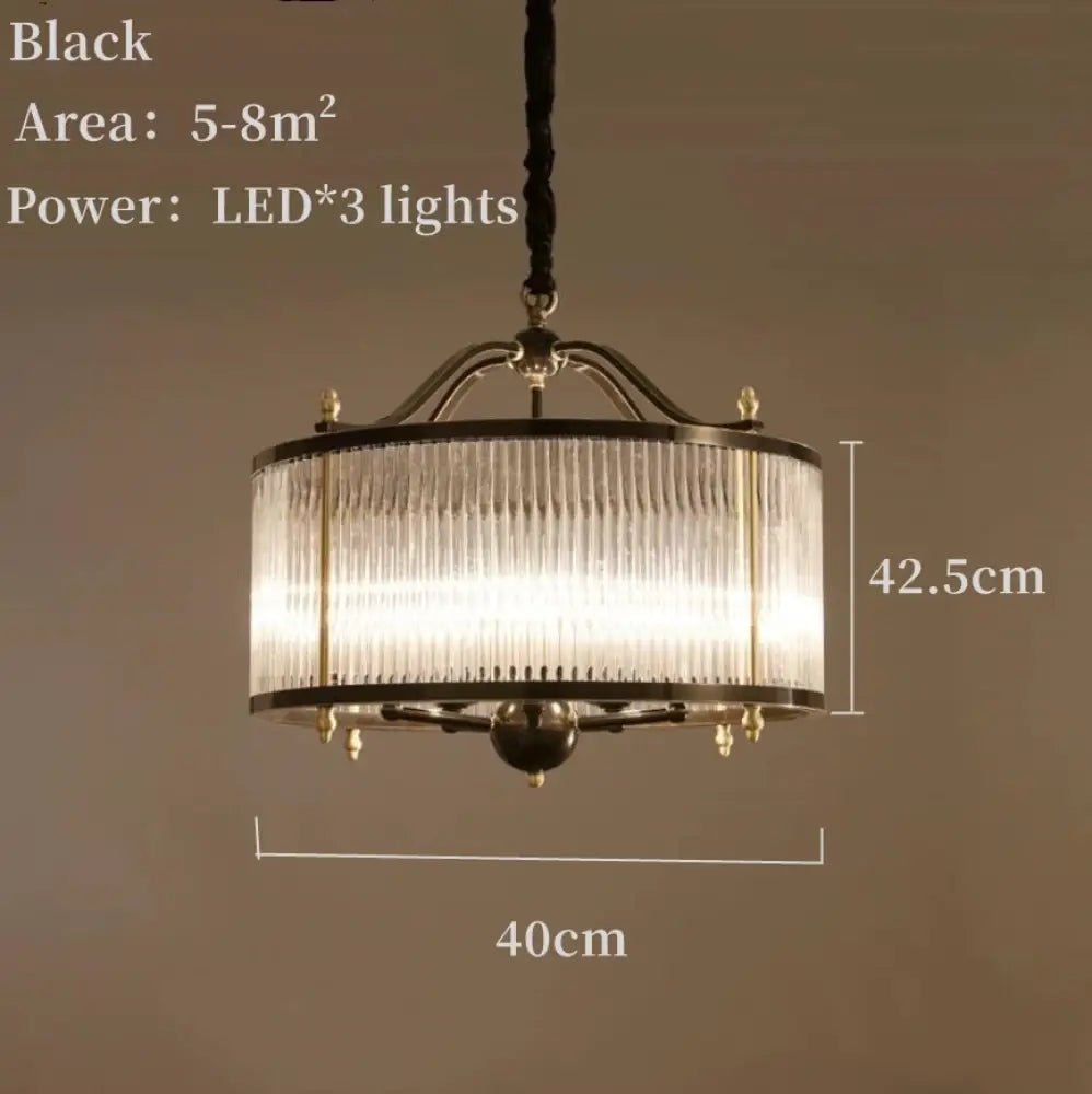 American Modern Style Bronze Glass Hanging Lamp Black Gold Chandelier For Bedroom Dining D40 / China