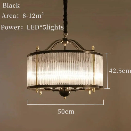 American Modern Style Bronze Glass Hanging Lamp Black Gold Chandelier For Bedroom Dining D50 / China