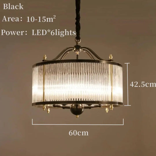 American Modern Style Bronze Glass Hanging Lamp Black Gold Chandelier For Bedroom Dining D60 / China
