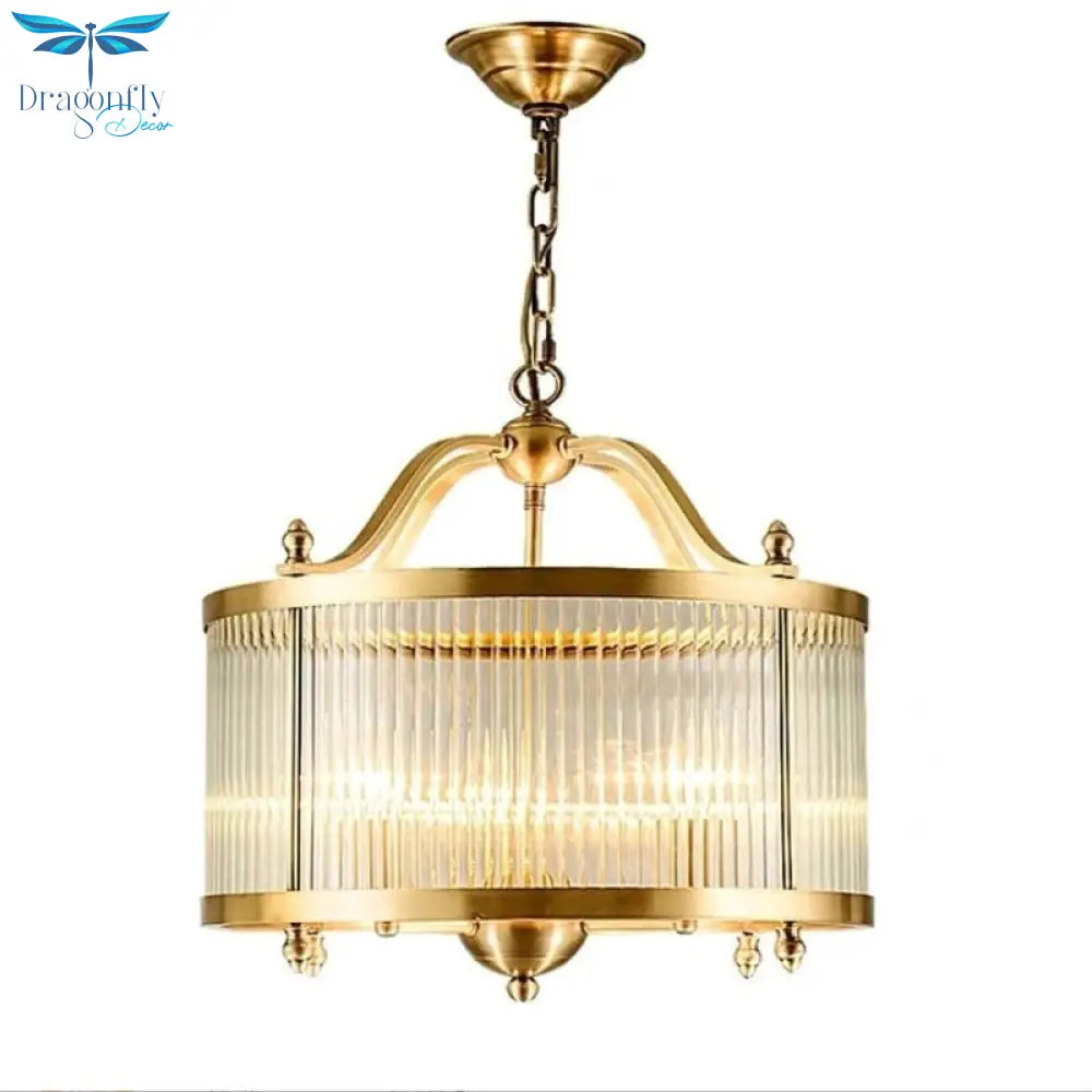 American Modern Style Bronze Glass Hanging Lamp Black Gold Chandelier For Bedroom Dining Pendant