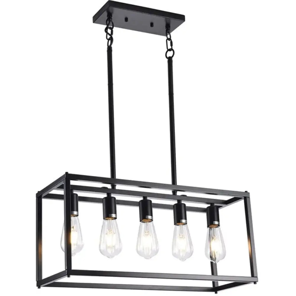 American Retro Iron Chandelier Dining Room Kitchen Study Decorative Industrial Style Black