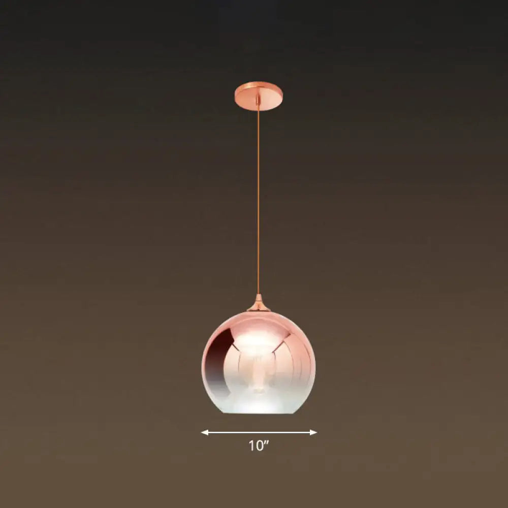Ancha - Modern Glass Globe Pendant Light Rose Gold Finish 1 - Light Hanging / 10