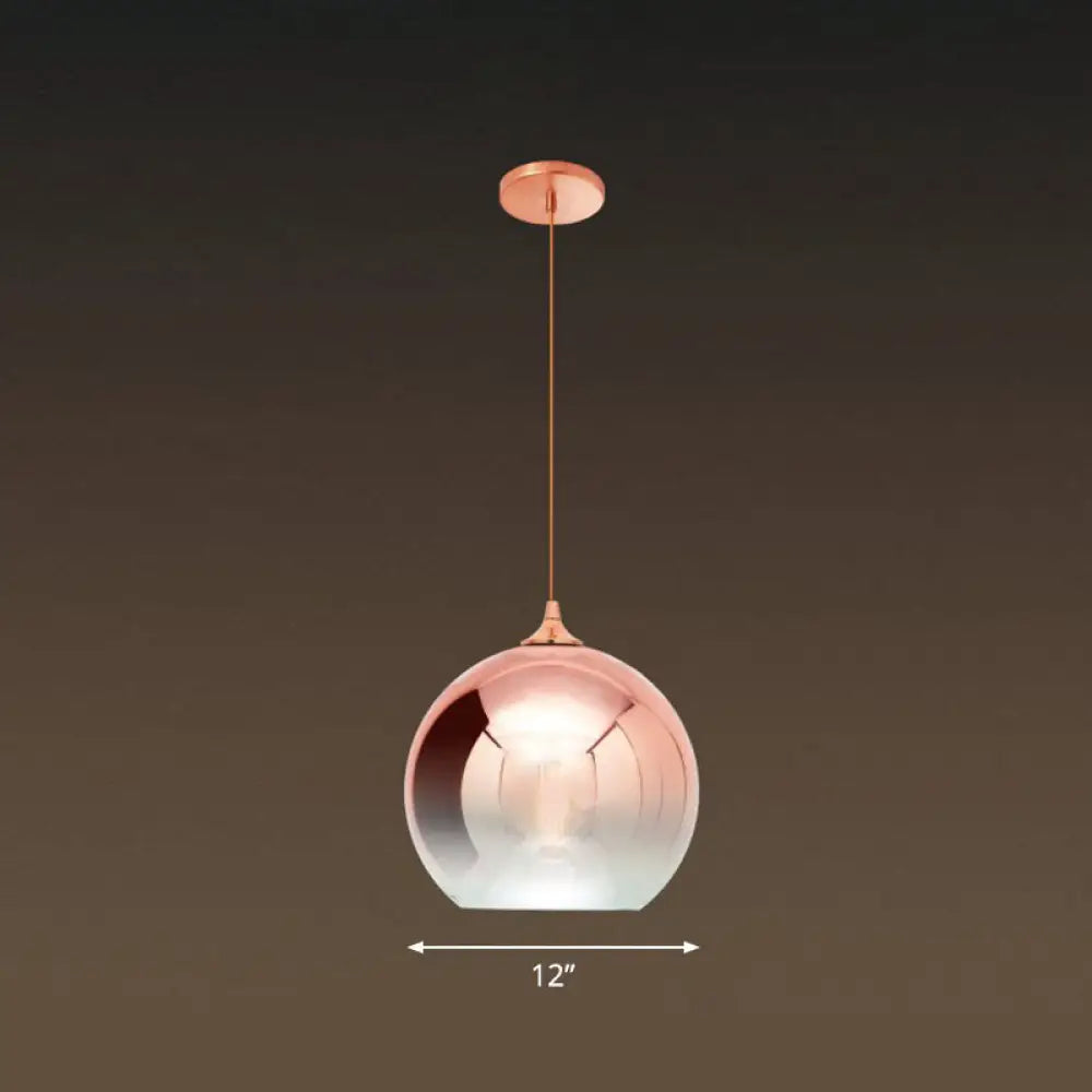 Ancha - Modern Glass Globe Pendant Light Rose Gold Finish 1 - Light Hanging / 12