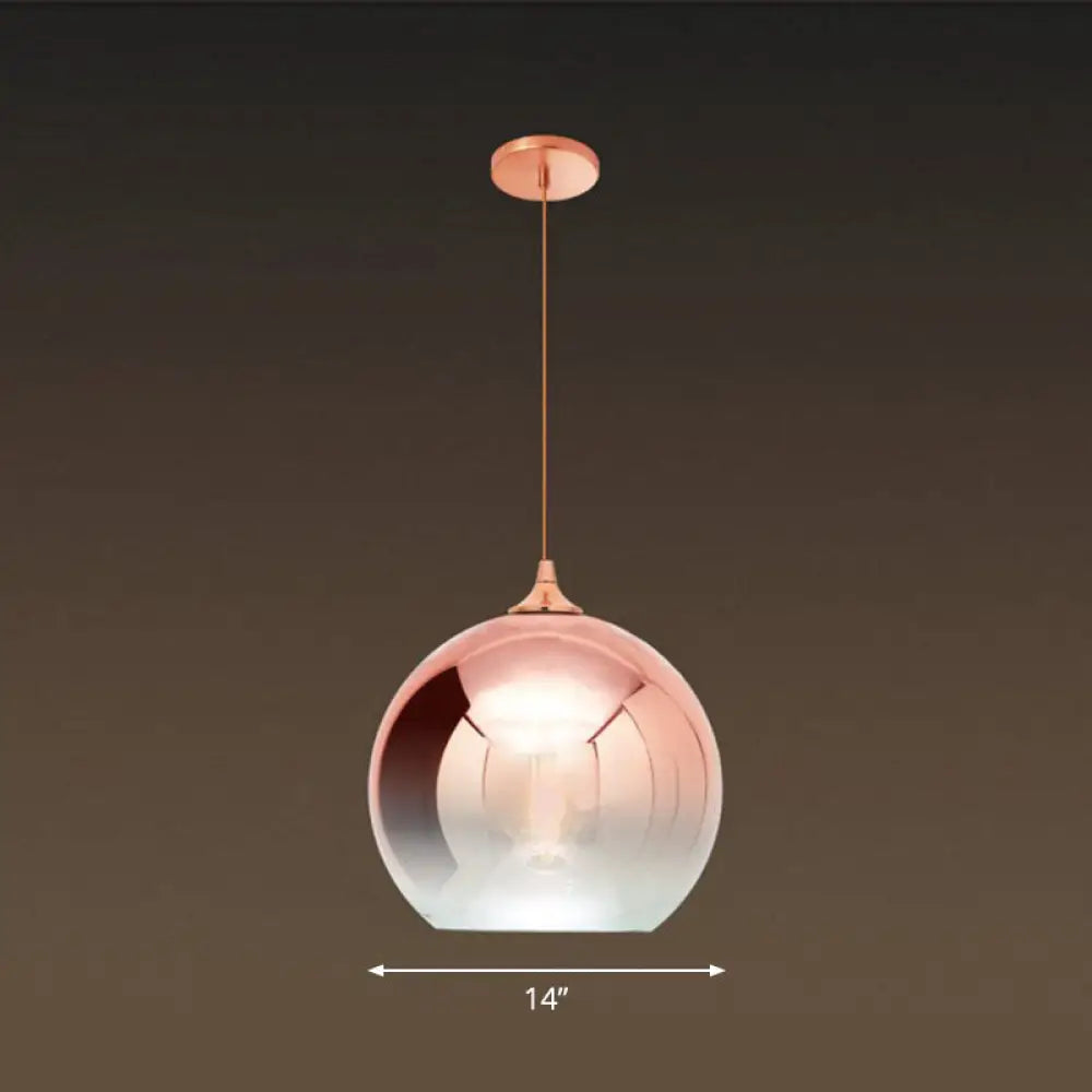 Ancha - Modern Glass Globe Pendant Light Rose Gold Finish 1 - Light Hanging / 14