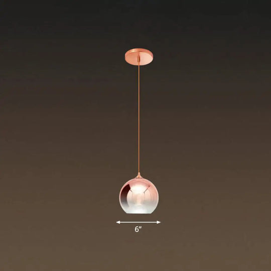 Ancha - Modern Glass Globe Pendant Light Rose Gold Finish 1 - Light Hanging / 6
