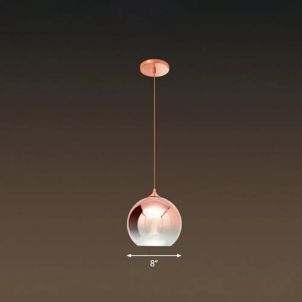 Ancha - Modern Glass Globe Pendant Light Rose Gold Finish 1 - Light Hanging / 8