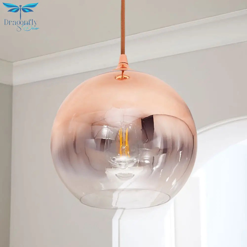 Ancha - Modern Glass Globe Pendant Light Rose Gold Finish 1 - Light Hanging