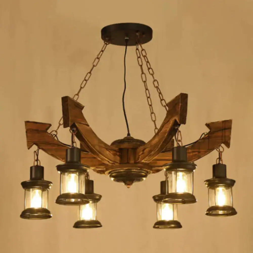 Anchor Shaped Chandelier Lighting Fixture Wood Hanging Ceiling Light