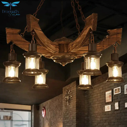 Anchor Shaped Chandelier Lighting Fixture Wood Hanging Ceiling Light