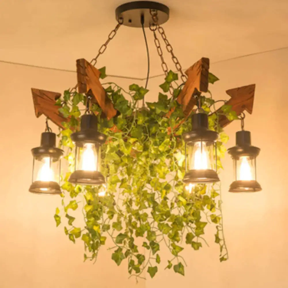 Anchor Shaped Chandelier Lighting Fixture Wood Hanging Ceiling Light Green