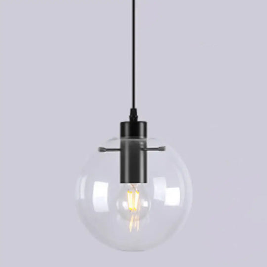 Andrea - Modern Minimalist Clear Glass Dining Room Pendant Light Black / 8