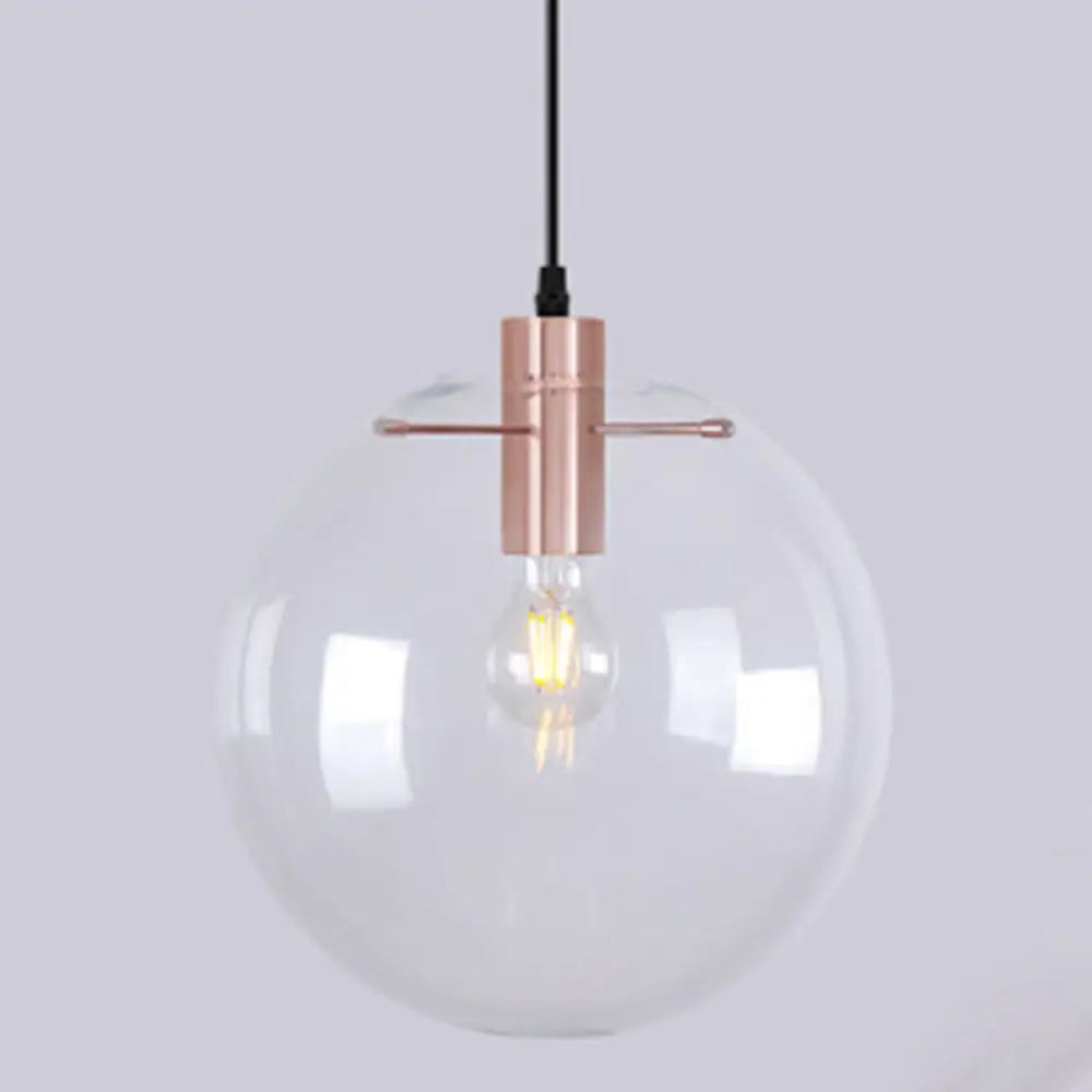 Andrea - Modern Minimalist Clear Glass Dining Room Pendant Light Rose Gold / 8