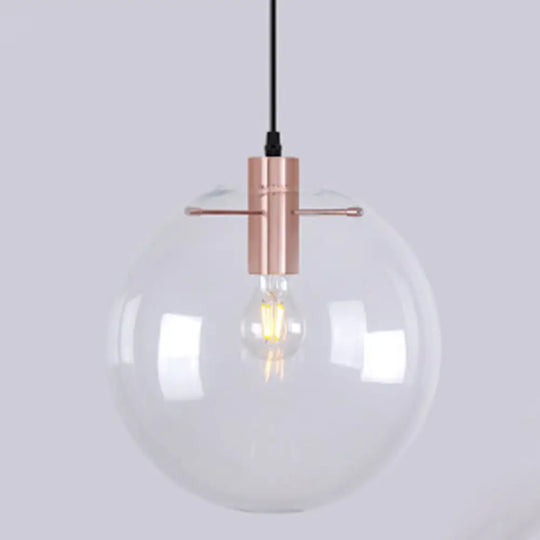 Andrea - Modern Minimalist Clear Glass Dining Room Pendant Light Rose Gold / 8