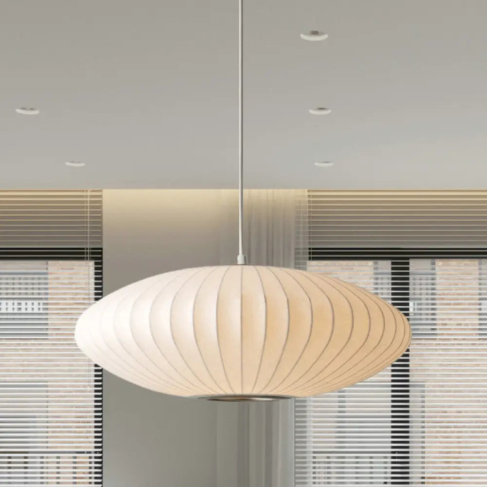 Ankaa - Modernist Fabric Hanging Ceiling Light: 16/19.5/23.5W Saucer White / 16