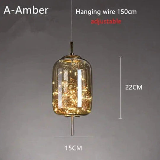Annika - Nordic Glass Pendant Lights A - Amber / Cold White