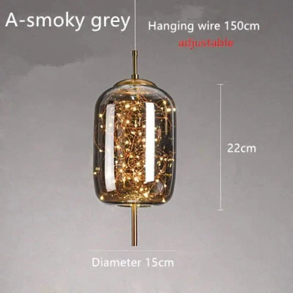 Annika - Nordic Glass Pendant Lights A - Smoky Grey / Cold White