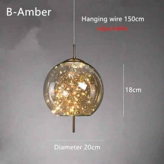 Annika - Nordic Glass Pendant Lights B - Amber / Cold White