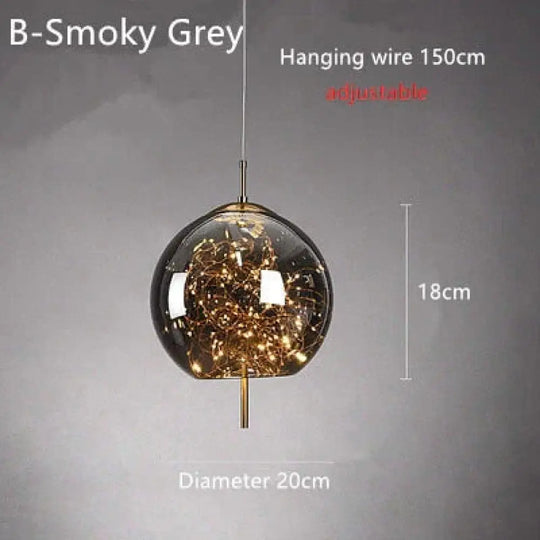 Annika - Nordic Glass Pendant Lights B - Smoky Grey / Cold White