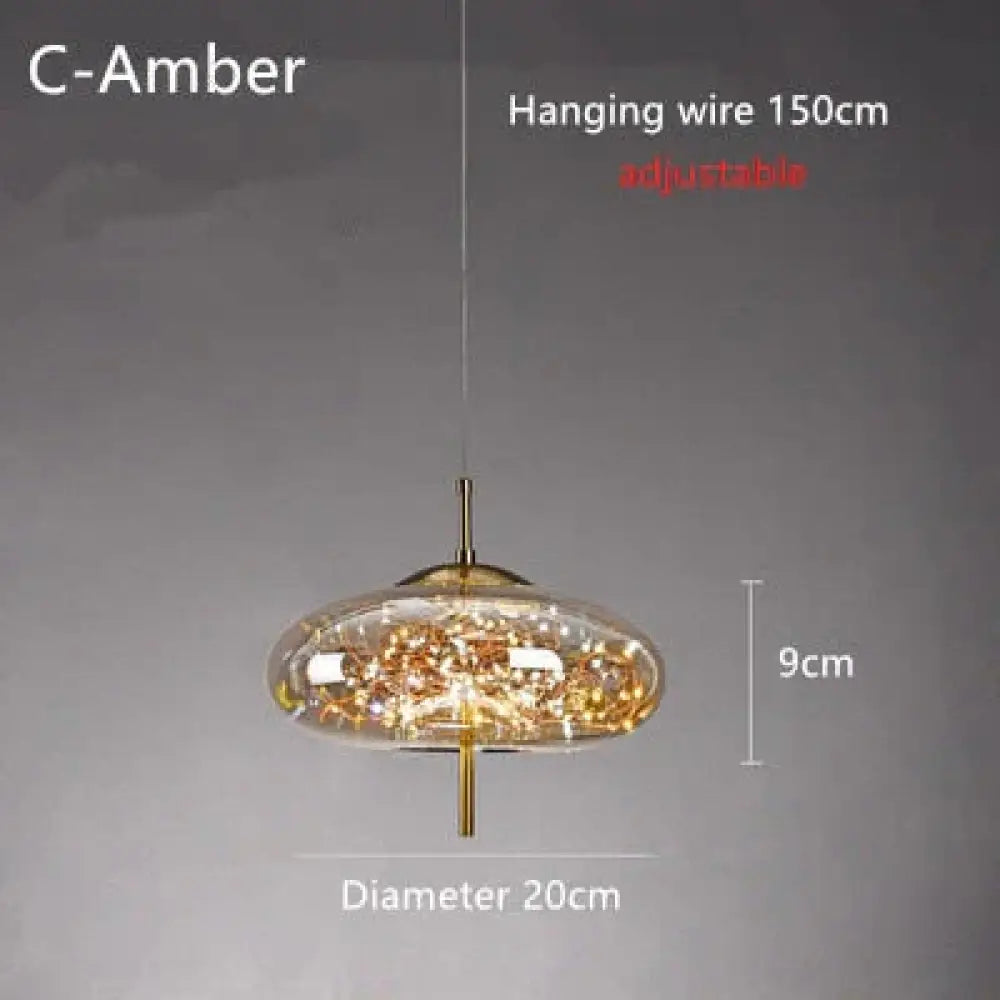 Annika - Nordic Glass Pendant Lights C - Amber / Cold White
