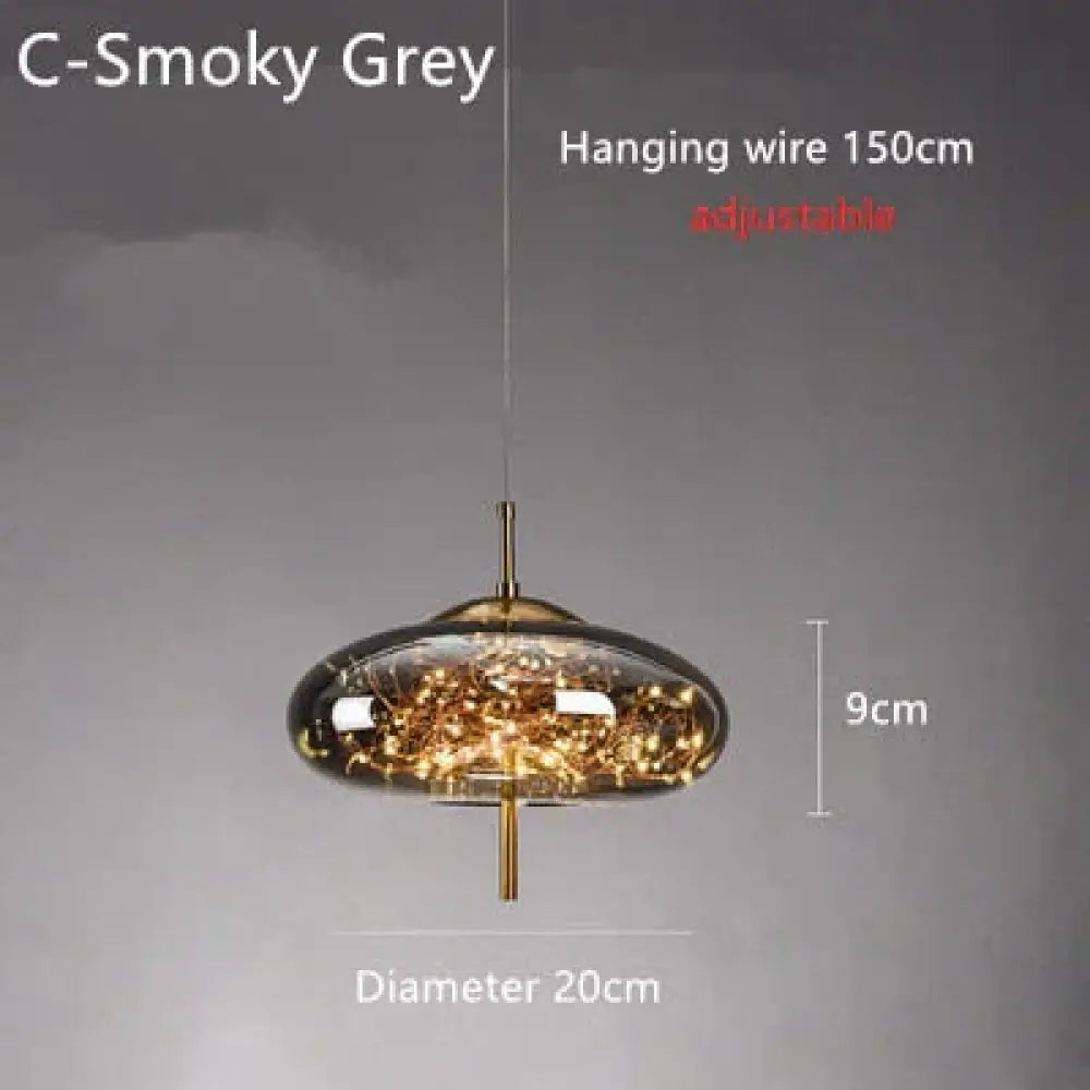 Annika - Nordic Glass Pendant Lights C - Smoky Grey / Cold White
