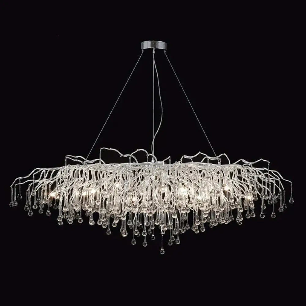 Anya - Led Crystal Chandeliers Long - 100Cm / Chrome Body Cold White Chandelier