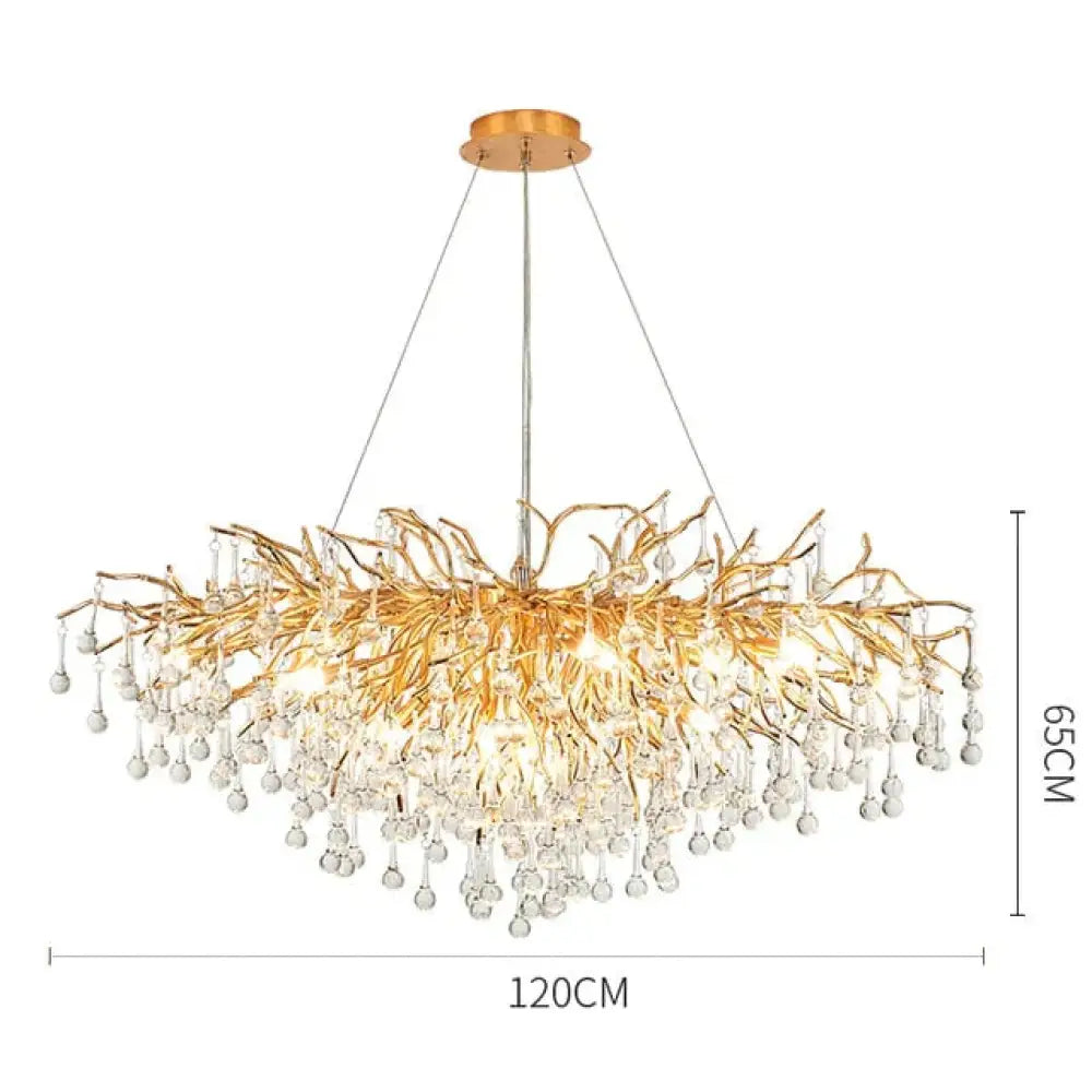 Anya - Led Crystal Chandeliers Long - 120Cm / Gold Body Warm White Chandelier