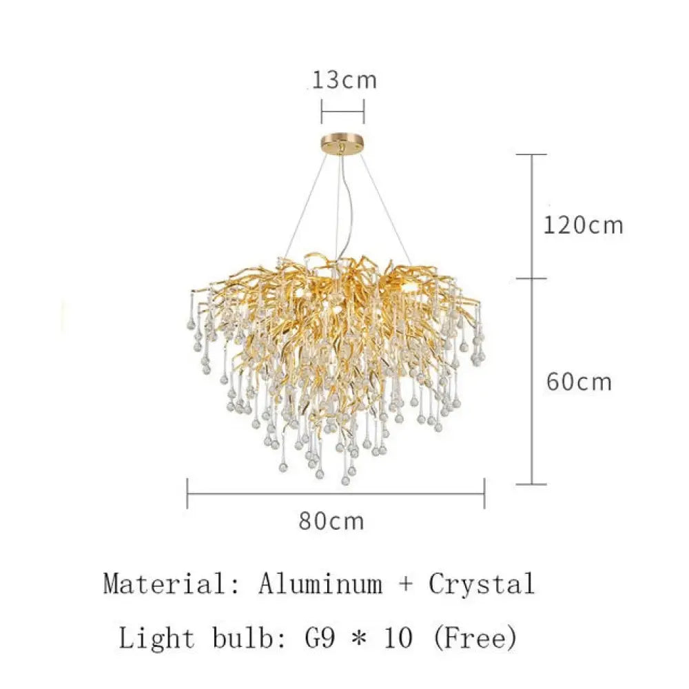 Anya - Led Crystal Chandeliers Round - 80Cm / Gold Body Warm White Chandelier
