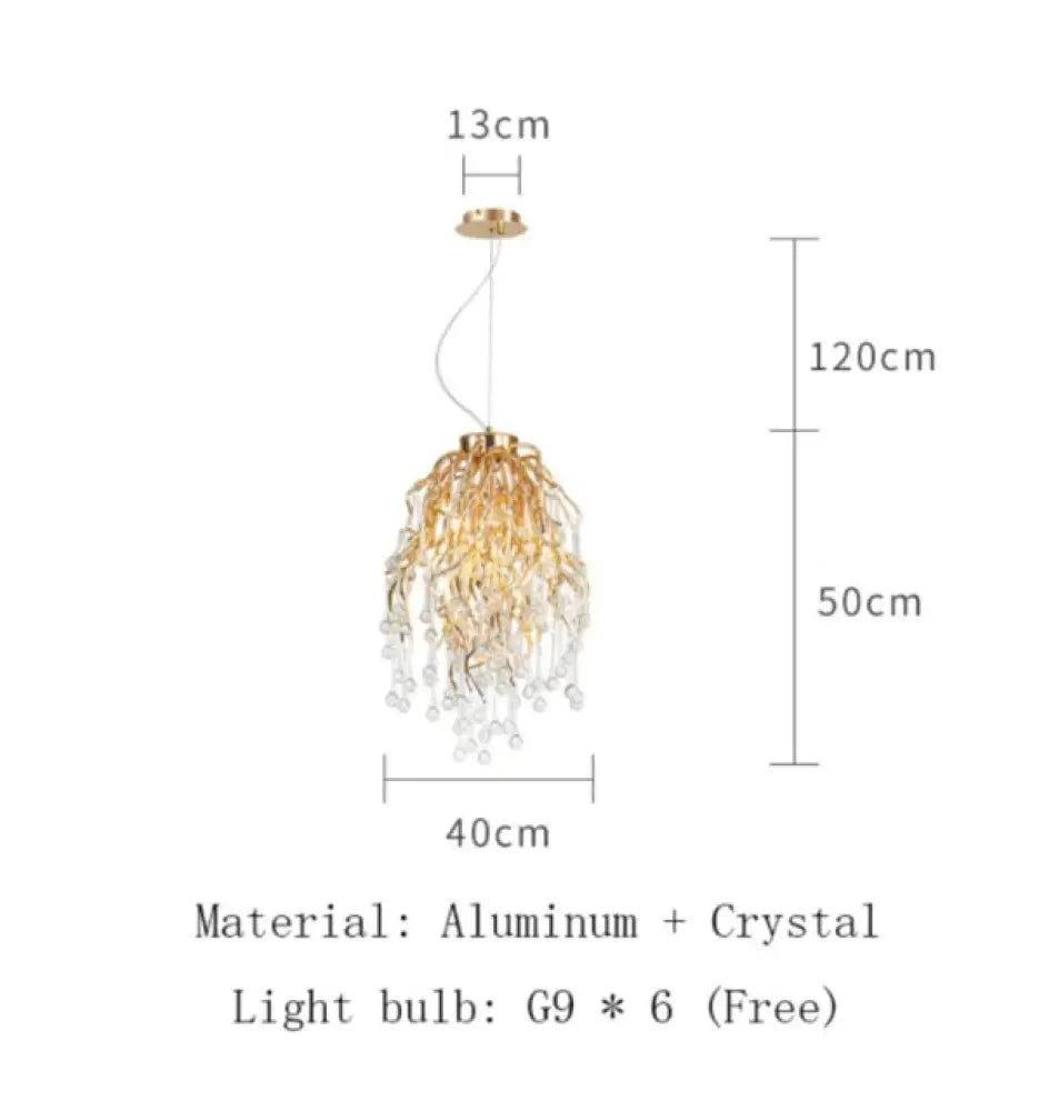 Anya - Led Crystal Chandeliers Round Shape - 40Cm / Gold Body Warm White Chandelier
