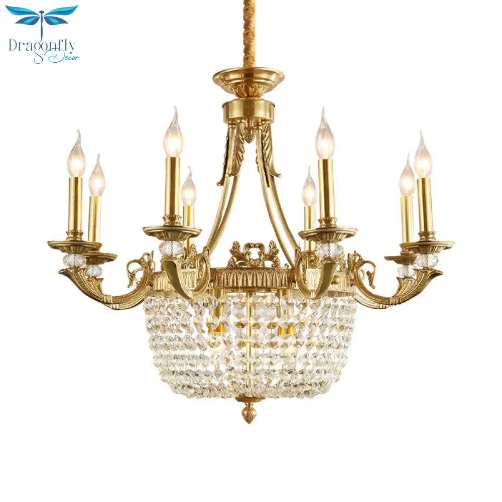 Arcadia - European Brass Luxury Gold Hanging Lighting Led Crystal Chandelier For Living Room And