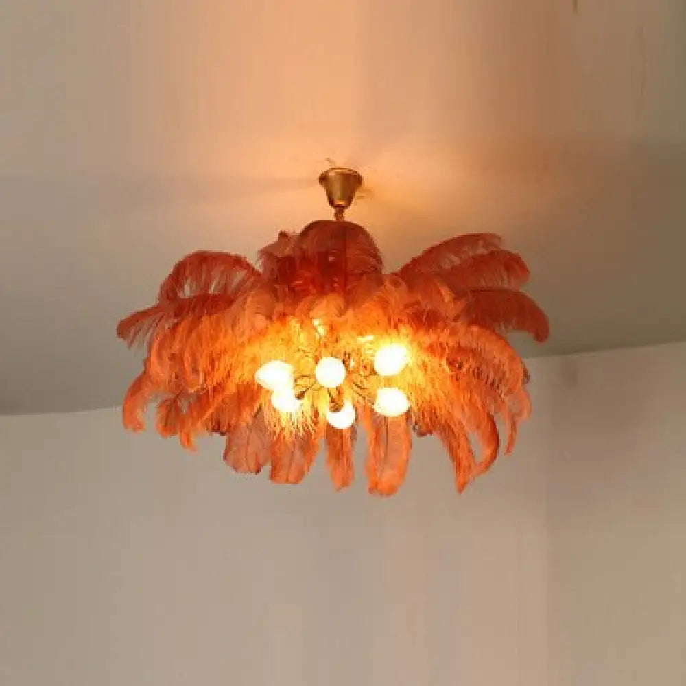 Aria - Feather Chandelier Bedroom Nordic Living Room Lamp Dining Creative Light Luxury All Copper