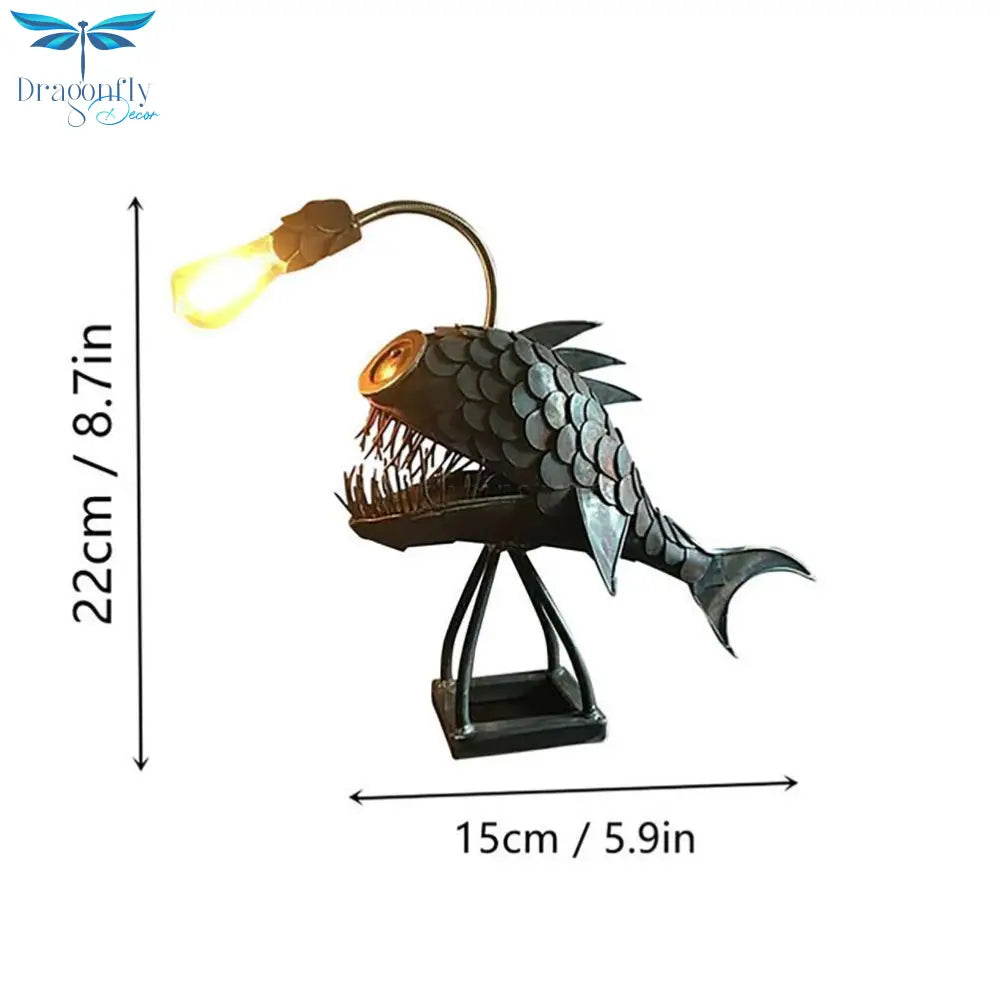 Artistic Angler Fish Night Light - Flexible Lamp Head Table Lamps For Cafe Bar Home Art Retro Usb