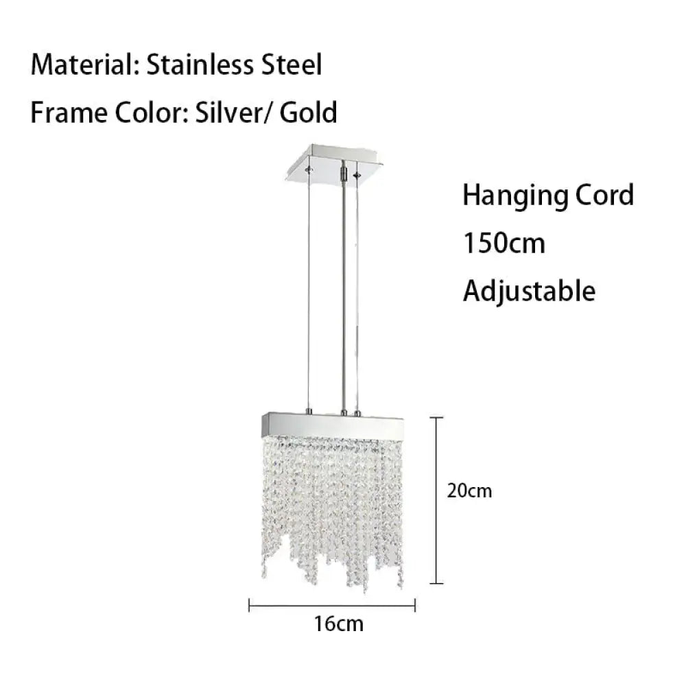 Artistic Luxury Tassel Crystal Ceiling Chandeliers - Silver/Gold 16Cm / Silver Frame Warm Light