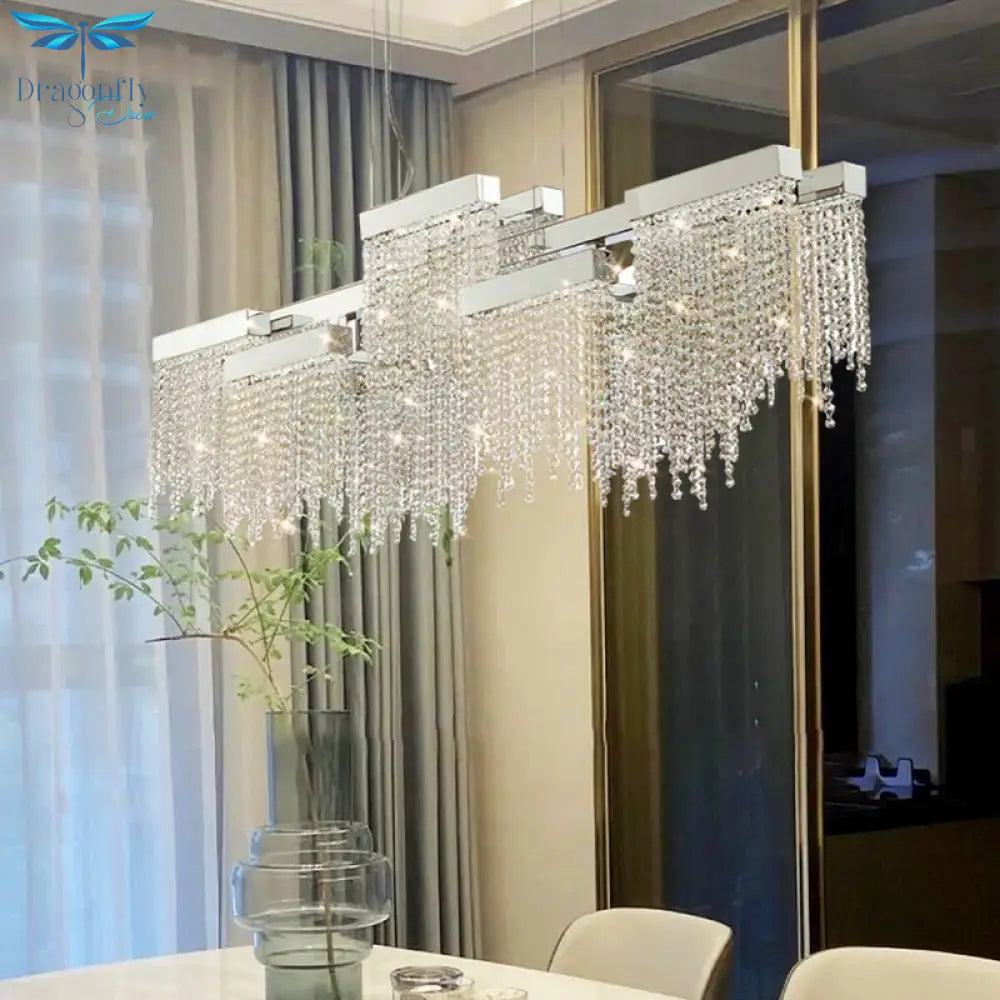 Artistic Luxury Tassel Crystal Ceiling Chandeliers - Silver/Gold Pendant Light
