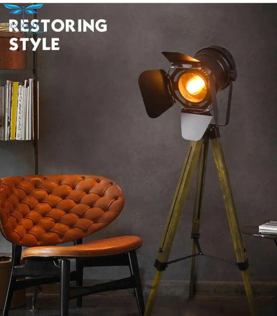 Artpad American Loft Rustic Vintage Floor Lamps For Living Room Office Study Lighting Black Red Led