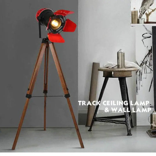 Artpad American Loft Rustic Vintage Floor Lamps For Living Room Office Study Lighting Black Red Led