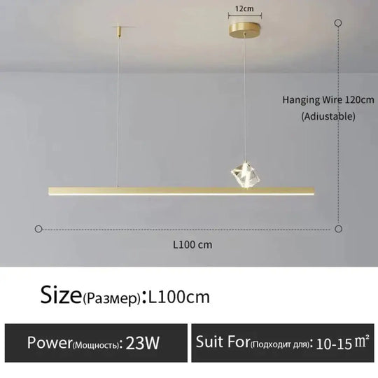 Ashburn - Designer Modern Minimalist Luxury Bar Pendant Light A - L100Cm - Gold / Dimmable With