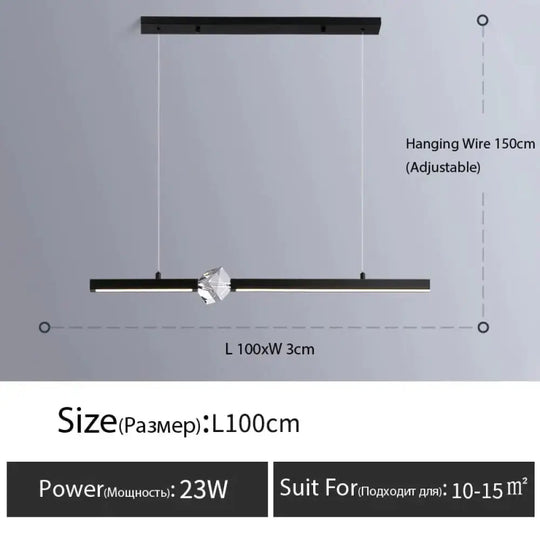 Ashburn - Designer Modern Minimalist Luxury Bar Pendant Light B - L100Cm - Blak / Dimmable With