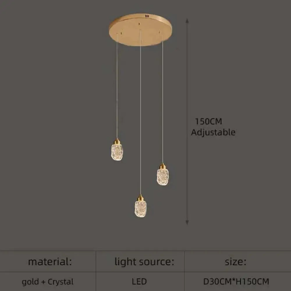 Astrea - Modern Led Crystal Chandelier 3 Lights / Cool Light
