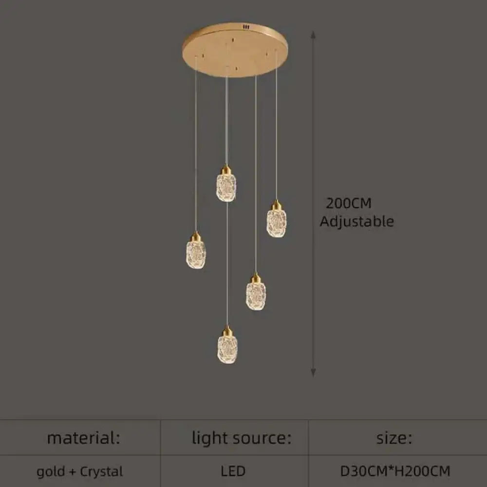 Astrea - Modern Led Crystal Chandelier 5 Lights / Cool Light