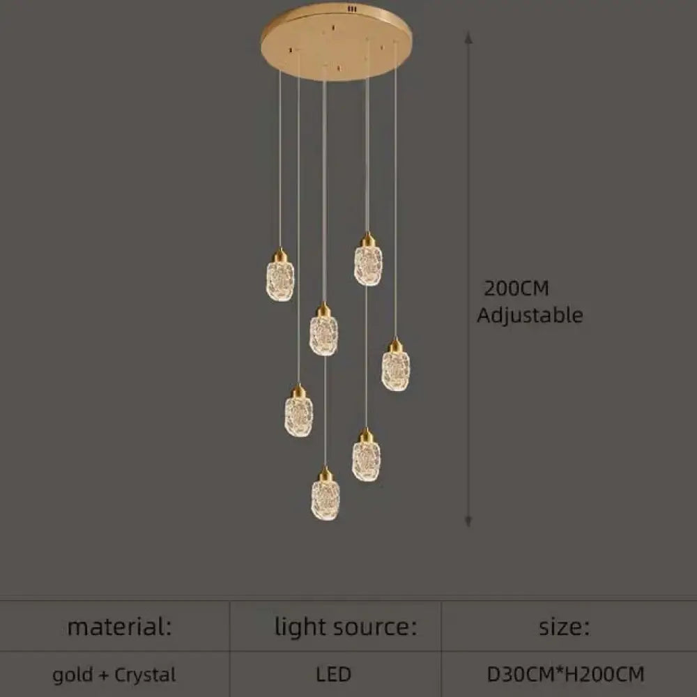 Astrea - Modern Led Crystal Chandelier 7 Lights / Cool Light