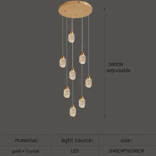 Astrea - Modern Led Crystal Chandelier 8 Lights / Cool Light